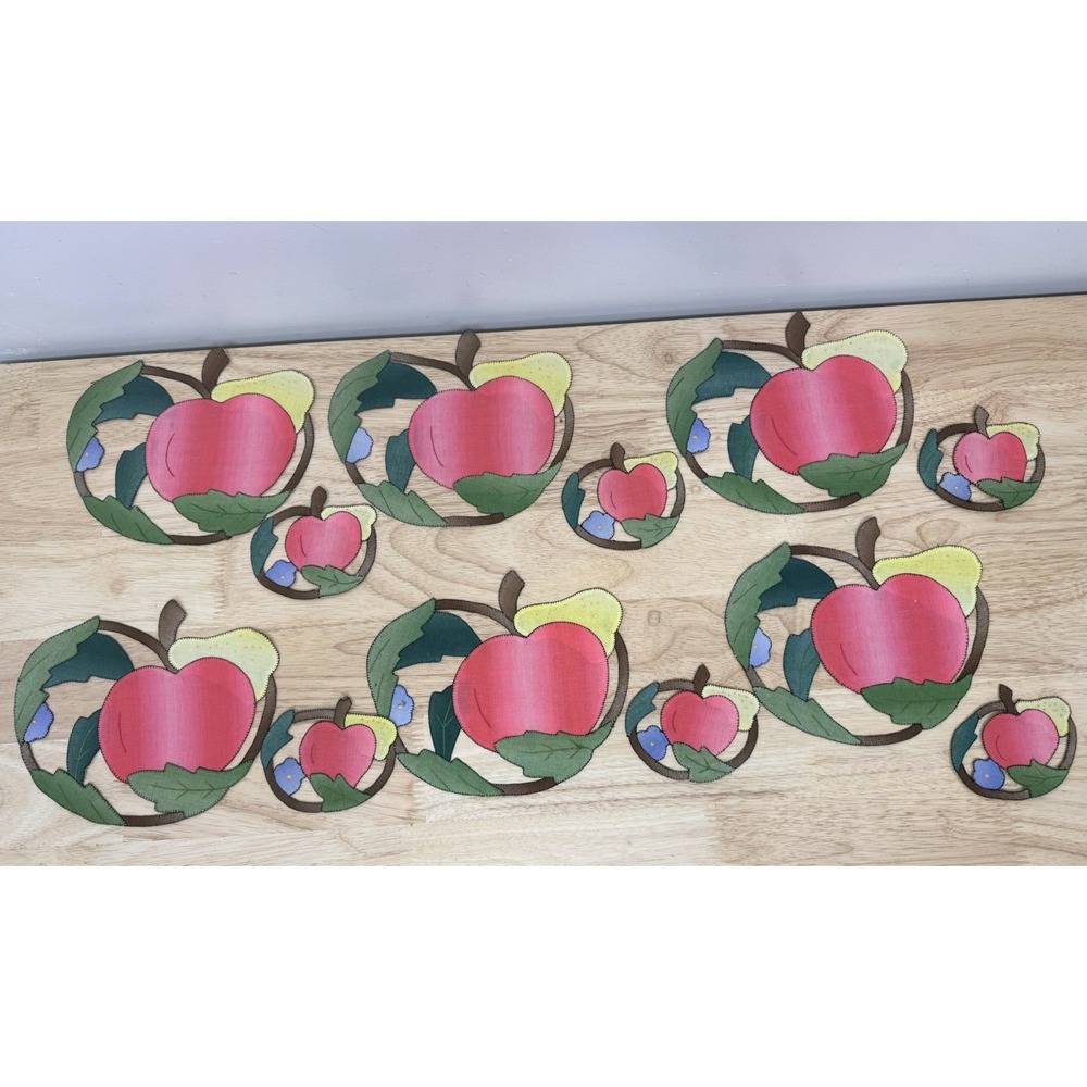 Linen Galore St Maarten Apple Cutwork Placemats & Coasters Set 6 Applique